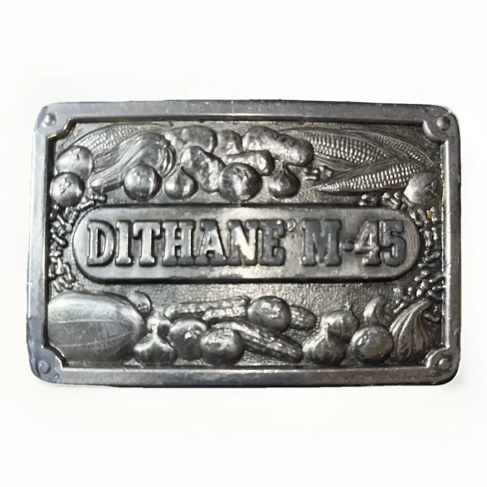 Vintage Dithane M-45 Belt Buckle Rohm & Haas Agriculture Koleaco Dallas Silver